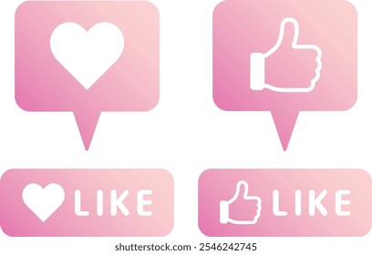 Conjunto de ilustración de icono de degradado rosa como