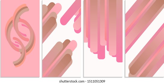 Pink gradient Modern abstract diagonal line covers set