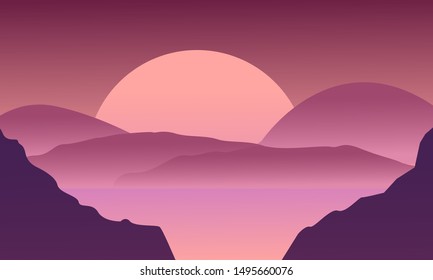 Pink gradient natural landscape scene 