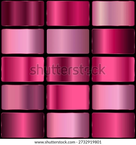 pink gradient palette. Big set of pink gradients. pink metal gradient palette.