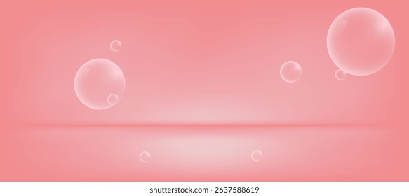 Pink gradient presentation with bubble for cosmetic background