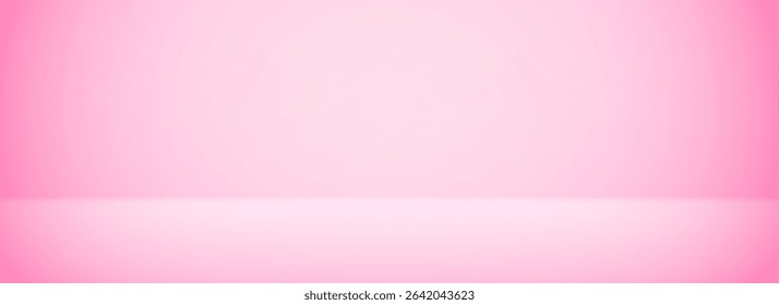 Pink gradient studio room design. Light rose podium concept wallpaper. Wall and floor surface backdrop for presentation, mockup template, product showcase. Empty platform display backdrop. Vector