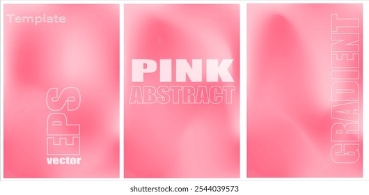 Modelo de gradiente rosa conjunto de 3, flor, fundo de combinação de cor suave mínimo para fundo da Web, ilustração de vetor 