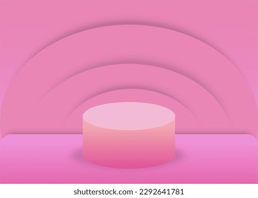 pink gradient wave background and podium floor for product placement