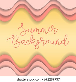 Pink gradient wavy lines background with space for text. Vector illustration