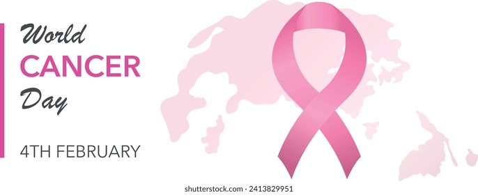 Pink Gradient world cancer day horizontal banner	