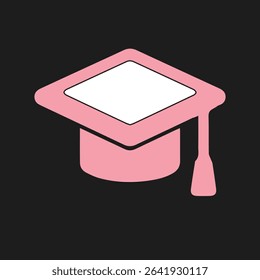 pink graduation cap icon and vector illustration 