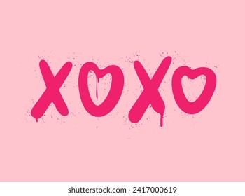 Pink graffiti clip art. Urban street style. Valentine's day elements. Y2k love sign. Splash effects and drops. Grunge and spray texture.