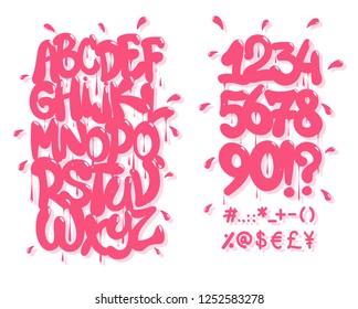 Pink Graffiti Font. Vector Illustration,EPS 10.