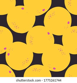 Pink Grapefruit. Exotic juicy fruit pattern. Vector seamless background made in funny doodle style. Clipart food elements. Hand painted elements.