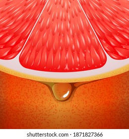 medio trozo de pomelo rosa. textura de piel. ilustración vectorial.