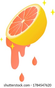 ilustración vectorial aislada de zumo de pomelo rosa