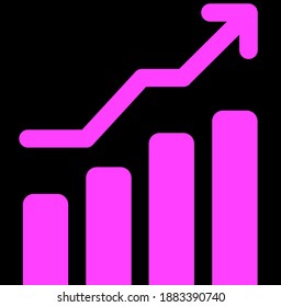 rosafarbene Graph Icon in trendigem, flachem Stil einzeln auf schwarzem Hintergrund. Chart-Balken-Symbol für Ihr Web-Site-Design, Logo, App, UI. Vektorgrafik.