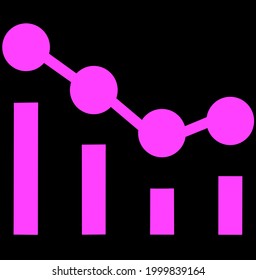 Pink Graph Icon in trendy flat style isolated on black background. Chart bar symbol for your web site design, logo, app, UI. Vector illustration.