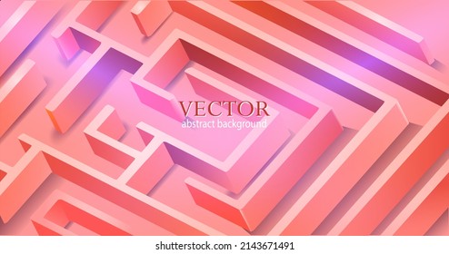Pink graphic background with 3d maze