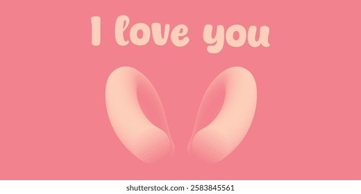 Pink Graphic Design with Loving Text and Abstract Heart Shape. Minimalistic graphic featuring the phrase 'I love you' with a pink background and abstract heart design, evoking feelings of affection, 