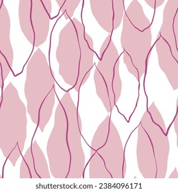 Pink Graphic Jungle leaf Print.Seamless Vector Background, Leaves Pattern. Tropic Palm Leaves 