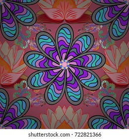 -pink, gray and black flowers. Nice pattern in the small flower. Floral collage. Vector pattern. Flower composition. Nature. Floral background.