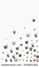 Pink and Gray Box Vector Transparent Background. Geometric Block Pattern. Soft Pink Element Shiny Presentation. Perspective Polygon Template.