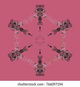 Pink, gray and brown snowflakes. Pink, gray and brown colors. Vector illustration. Christmas pattern with snowflakes abstract background. Holiday design for Christmas and New Year fashion prints.