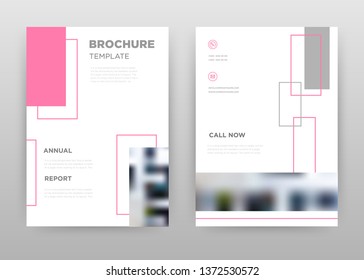 Pink gray business annual report brochure flyer design. Multipurpose abstract brochure template, include cover and back pages. Pink Geometric rectangle frames flyer leaflet vector design. Vertical A4