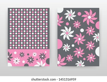 Pink and gray dottedt texture with flower petals design for annual report, brochure, flyer, poster. White pink gray texture vector illustration flyer, leaflet. Business abstract A4 brochure template.
