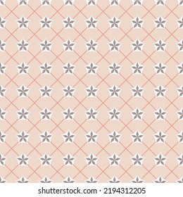 Pink gray pastel star on white background, cute repeating eps vector illustration