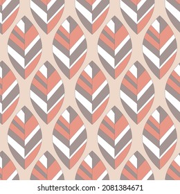 Hoja gris rosa con rayas, patrón geométrico sin soldadura, revestimiento de papel pintado ilustración vectorial de diseño textil