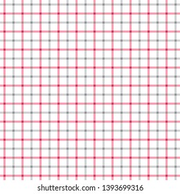 Pink and Gray Tattersall Check Pattern. Men's Shirt Fashion Textile Fabric. Repeating Tile Plaid Pattern.