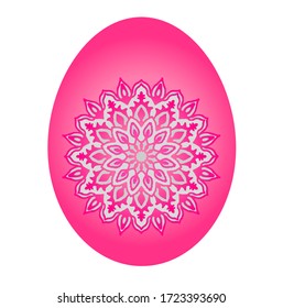 Pink and gray unique mandala template with oval background. Easter egg mandala art. Perfect for art, clothing, and wallpaper.