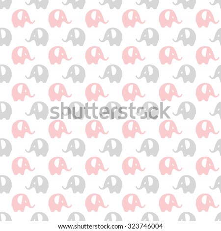 pink, gray & white elephants pattern, seamless texture background