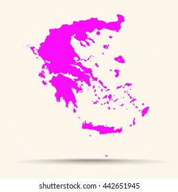 Pink Greece Map Illustration