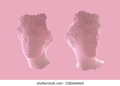 Pink Greek Apollo Head Vector 3D Rendering