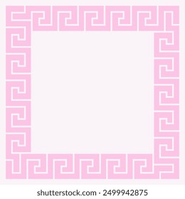 Pink Greek Key Square Frame Border