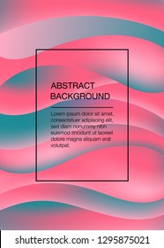 Pink and green abstract background with waves. Vector illustration