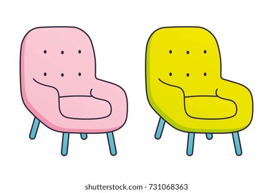 Pink and green armchair isolated
