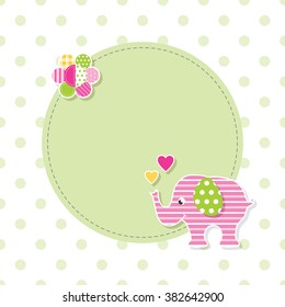 pink and green baby elephant greeting card