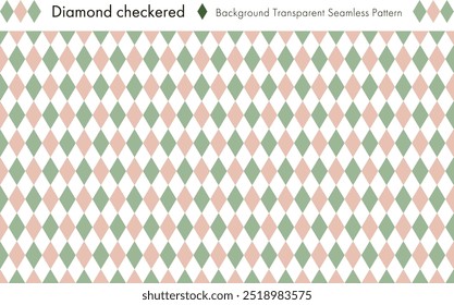 Pink and green background transparent diamond pattern checkered seamless pattern background