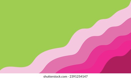 a pink and green background with a wave pattern