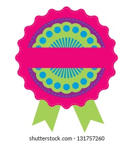pink and green badge, vector format