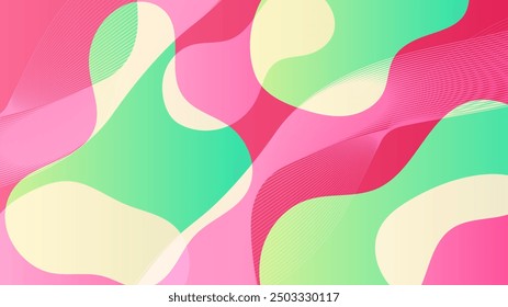Pink green and beige vector simple background with abstract shapes