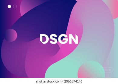 Olas de líquido rosa, verde y azul. Composición geométrica duotónica con formas de flujo 3d degradadas. Diseño de fondo moderno de innovación para portadas, portadas, folletos, carteles, anuncios.