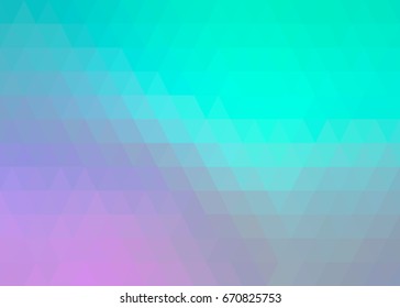 Pink, Green and Blue Gradient Vector Background. Abstract Triangles Pattern.