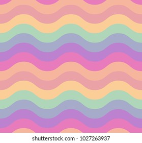 Pink, green, blue pastel waves pattern. Maritime background for your design. Vector illustration in cartoon style.