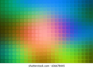Pink green blue vector abstract rounded corners square tiles mosaic over blurred background