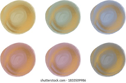 Pink, green and blue watercolor brush stroke with gold glitter circle shapes