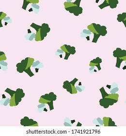 Rosa con brócoli verde diseño de fondo sin fisuras.