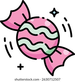 Pink and green candy a colorful and playful icon perfect for candy store promotions, party invitations, or sweet themed designs.
