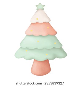 Pink and green Christmas tree festival vector illustration