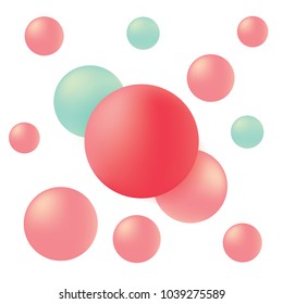 Pink and green Circle on white background. 3d Geometry vector illustration,minimal concept,flat lay